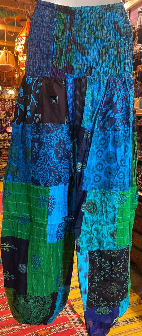 Patchwork Harem Pants with Pockets, Boho Hippie C… - image 3