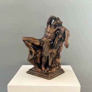 Barberini Faun - Drunken Satyr Statue, 24 cm - 9.5 in, Greek Statue, Bust Sculpture, Marble Statue, Home Decor