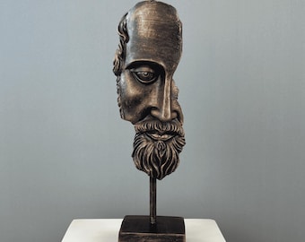 Marcus Aurelius Half Face Statue, 34 cm - 13.4 in, Roman Statue, Stoicism