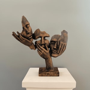 See No Evil, Hear No Evil, Speak No Evil, 32 cm / 13 in, Abstract Sculpture, Home Decor, Statue Decor