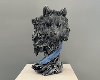 Wolf Statue, 28 cm - 11 Zoll, Wolf Figur, Büste Skulptur, Geschenk für Ihn