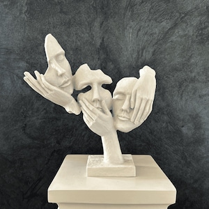 See No Evil, Hear No Evil, Speak No Evil, 32 cm / 13 in, Abstract Sculpture, Home Decor, Unique Gift