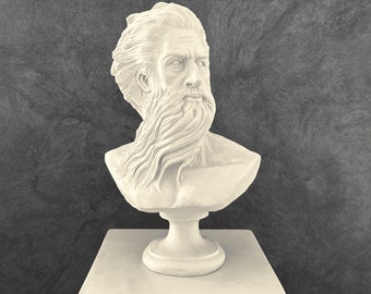 Busto de Poseidón, 38 cm (15 pulgadas), mitología griega, escultura de Neptuno