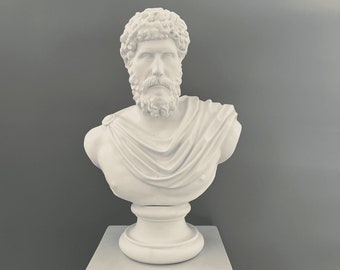 白い彫刻顔レリーフ(ルキウス・ウェルス帝) 大きめの装飾品 ルキウス ウェルス 胸像彫刻 - ローマ皇帝 (大) 55 cm / 21.5