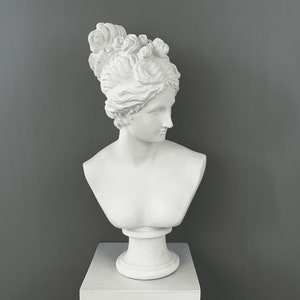 Large Diana Bust Statue, 58 cm - 23 in, Greek Statue, Artemis Bust Sculpture, Greek Mythology, Goddess Statue