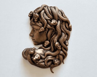 Medusa Wandskulptur, 25 cm, griechische Mythologie, Medusa Wanddekor, griechische Statue, Wandkunst