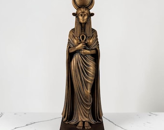 Hathor altägyptische Göttinnenstatue, 29 cm - 11,4 ", ägyptische Mythologie Skulptur Kunst