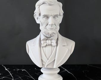 Abraham Lincoln Bust Statue, 27cm - 10.6", Cast Marble Sculpture Art, Statue Decor