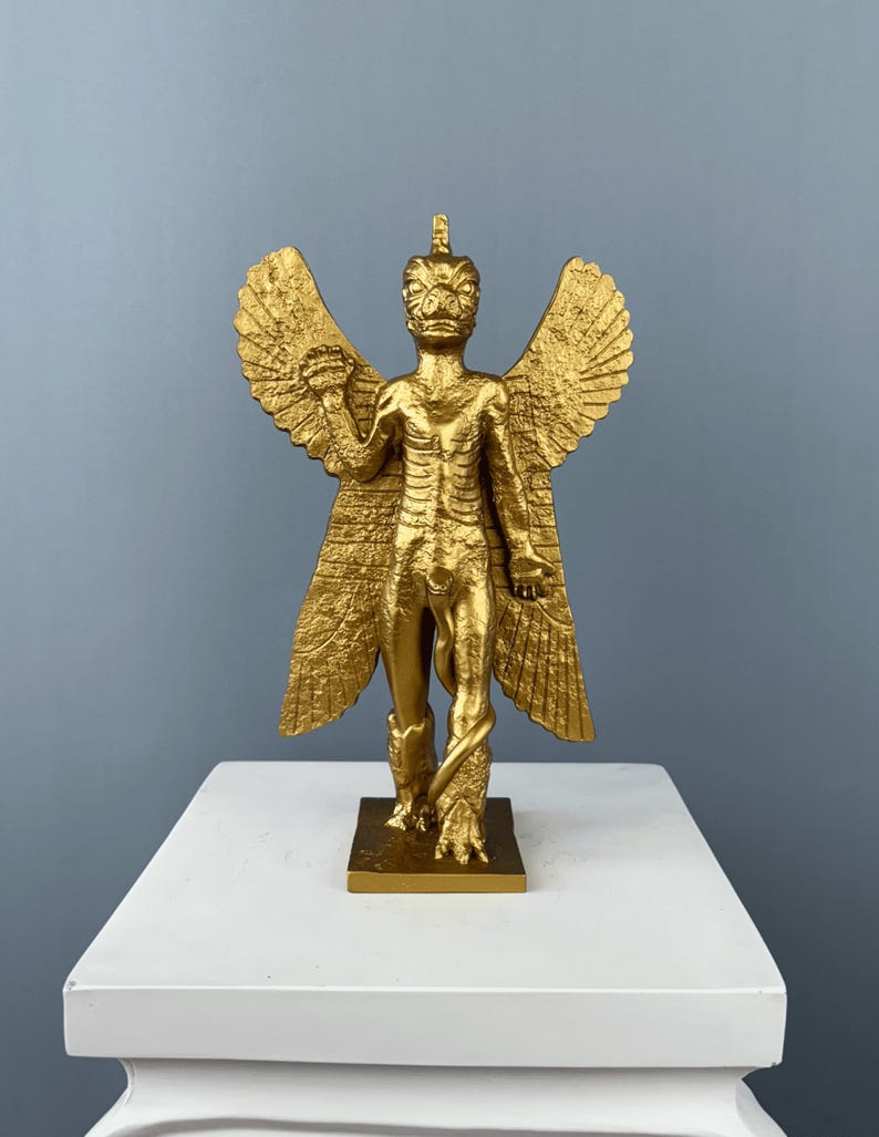 Pazuzu Statue, 30 cm - 12 in, Sumerian Bust Sculpture, Exorcist, Home Decor Gold