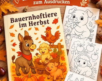 Bauernhof Ausmalbilder Herbst – 12 Malvorlagen mit Bauernhoftieren für Kinder | PDF zum Ausdrucken
