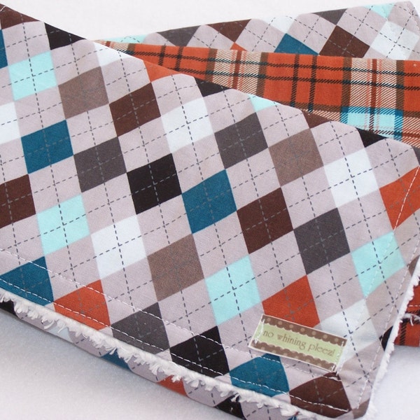 Burp Cloth Trio--Chenille Seth Argyle Trio--5 for 4 Deal