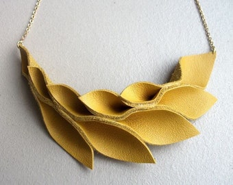 SOLD OUT! More Coming Soon! Petal Collection-  Yellow Leather Necklace