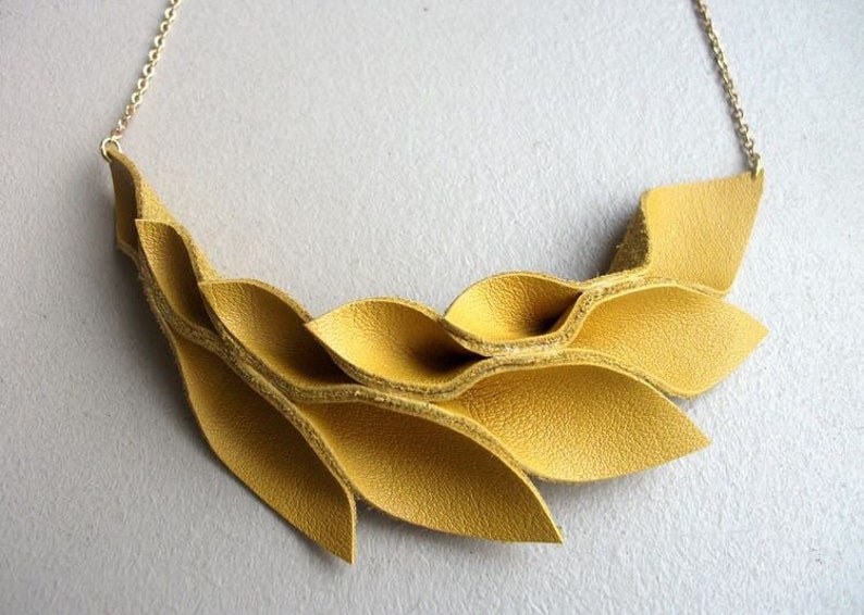 Petal Collection Yellow Leather Necklace image 1