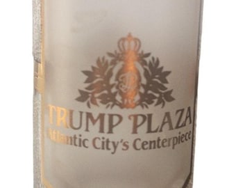 Vintage TRUMP PLAZA 22K Gold Tall Shot Glass 4" by Culver Atlantic City Rare Hot