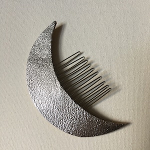 Leather Crescent Moon Celestial hair comb image 7