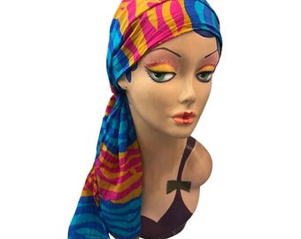 Vintage Liz Claiborne Silk Hand Rolled 9.5 x 51 Neck Hair Scarf Colorful Preppy
