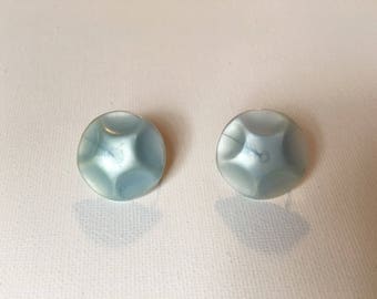 v Vintage light blue plastic clip on Earrings
