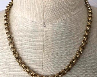 Vintage Gold-Tone Interlocking Circle Link Necklace 16.5” Classic Chain Layering