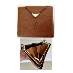 Yves Saint Laurent ダークブラウン 長財布 レザー ロゴ金具 SAINT 