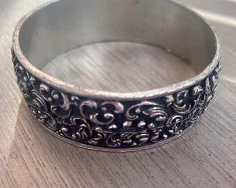 Extra small pewter filigree bracelet cuff