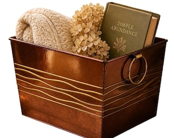 Harry & David rubbed bronze Storage Bin Decorative Box Planter Rustic Farmhouse