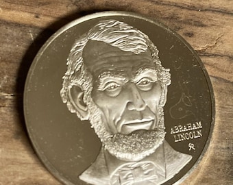Abraham Lincoln Sterling Silver Medal Coin Official 1972 Franklin Mint 1oz .925