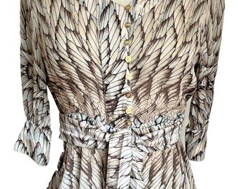 Roberto Cavalli Silk US4 IT40 Sml Feather Belt Blouse Logo Luxury Designer