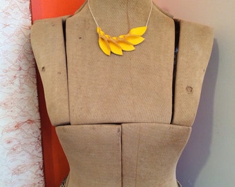 Petal Collection: Thick Yellow Leather Petal Necklace