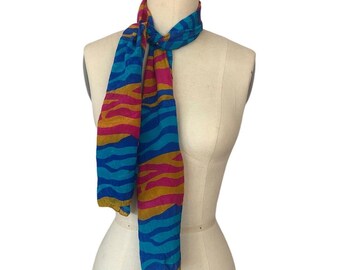 Vintage Liz Claiborne Silk Hand Rolled 9.5 x 51 Neck Hair Scarf Colorful Preppy