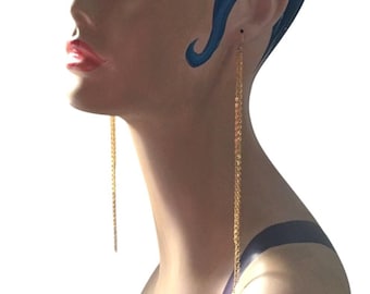 Artisan Handmade Extra long chain layered shoulder duster earrings - 7 inch