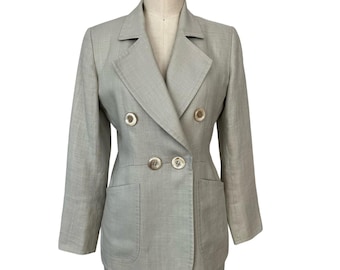 YSL Suit 36 US 4 Yves Saint Laurent Rive Gauche Vintage Blazer Skirt Linen Suit