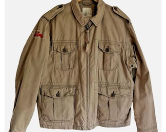 Ralph Lauren XL Rugby Rare Utility Jacket Tan Cotton Military Field Jacket