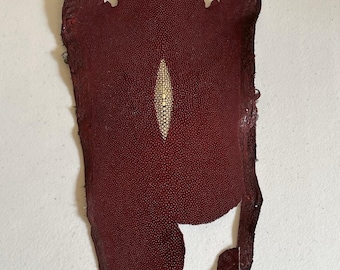 Genuine Stingray Shagreen Leather Hide Merlot Wine Red Craft Scrap 15x7 Pearl