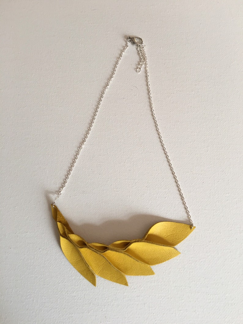 Petal Collection Yellow Leather Necklace image 10