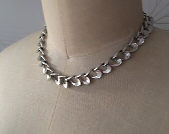 Vintage silver tone collar choker necklace