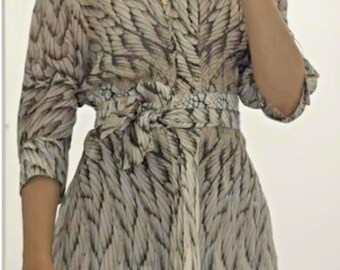 Roberto Cavalli Silk US4 IT40 Sml Feather Belt Blouse Logo Luxury Designer 935