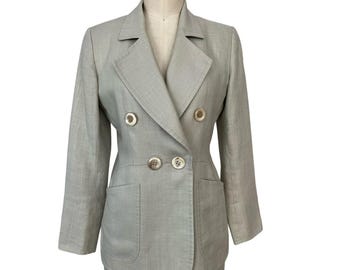 Traje YSL 36 US 4 Yves Saint Laurent Rive Gauche Vintage Blazer Falda Traje de lino
