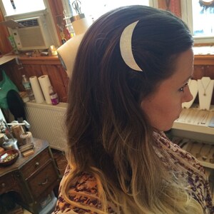 Leather Crescent Moon Celestial hair comb image 2