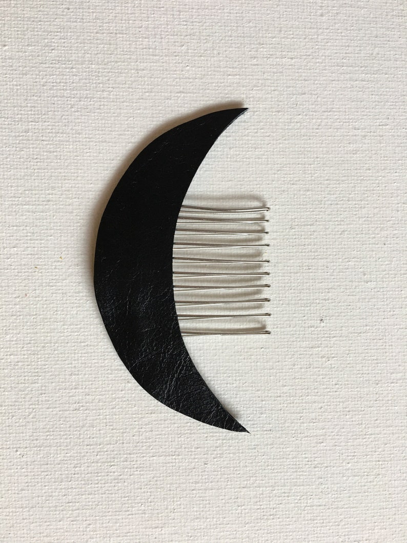 Leather Crescent Moon Celestial hair comb image 8