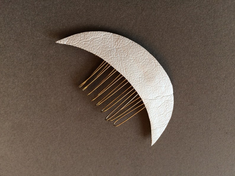 Leather Crescent Moon Celestial hair comb image 4