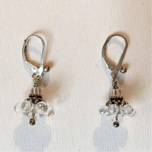 Vintage Sterling Silver and Glass Dangle Earrings