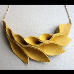 Petal Collection-  Yellow Leather Necklace