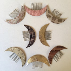 Leather Crescent Moon Celestial hair comb image 9