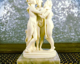 Antonio Canova's Statue of the Three Graces Stonelite Sculpture by Prof. Bessi (Made in Italy)