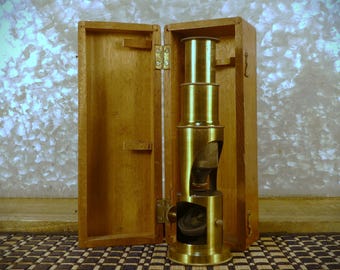 Portable Late 19th Century Antique Brass Field "Drum Microscope"