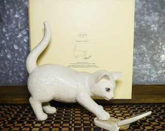 Lenox Chatty Cat Ceramic Figure with Phone Accessory & Complete with Original Box