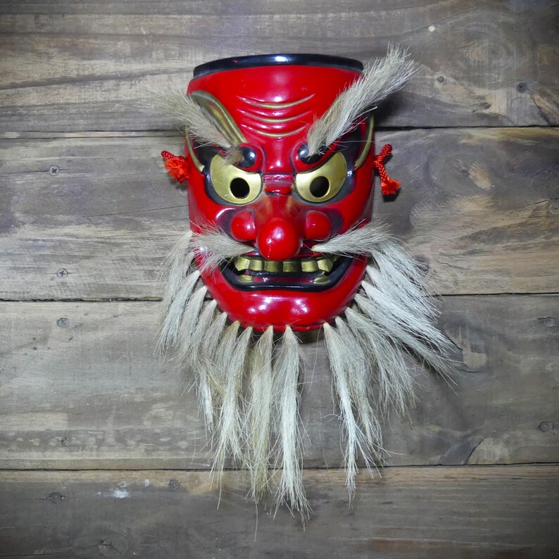 Traditional Japanese Sarutahiko-o-kami Red Demon Tengu Kabuki Mask ...