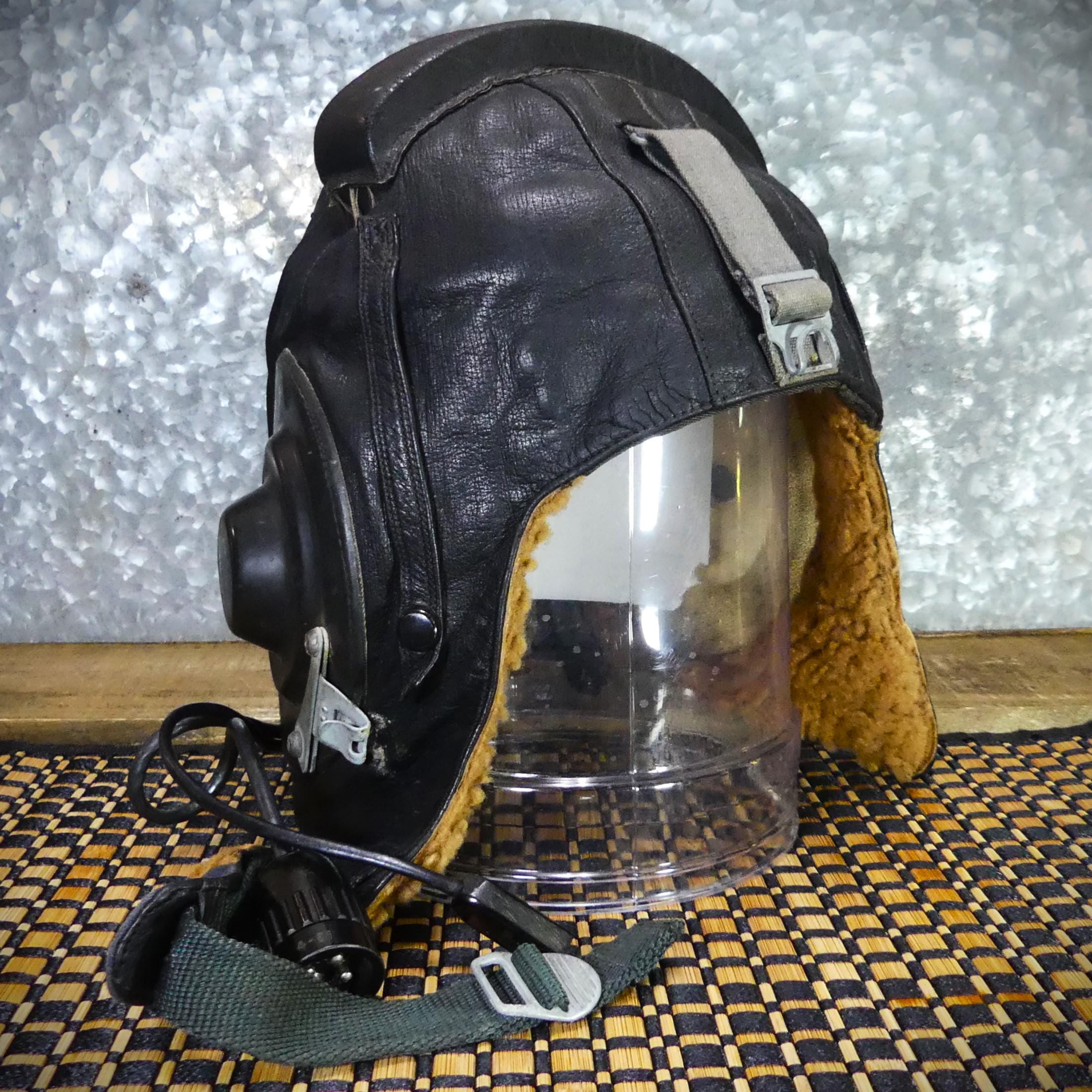 1981 USSR Soviet Winter Pilot's Leather & Fur Padded Army Helmet