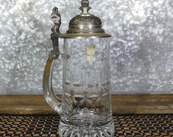 West German Rastal (Kristallglas) Etched Glass Beer Stein