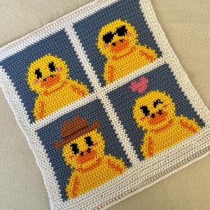 アヒルのフォトブース かぎ針編みタペストリー パターン - かぎ針編みギフト プレゼント 初心者向け 簡単なかぎ針編み PDF デジタル ダウンロード - 恋するカウボーイ ラバー ダック